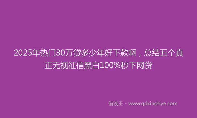 2025年热门30万贷多少年好下款啊，总结五个真正无视征信黑白100%秒下网贷