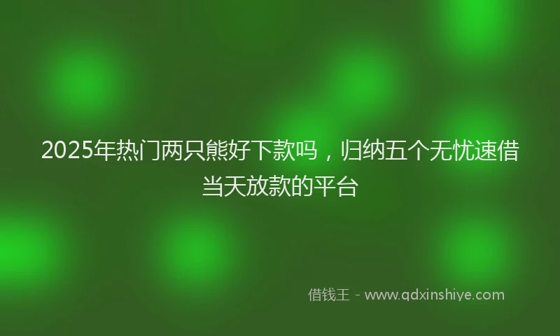 2025年热门两只熊好下款吗，归纳五个无忧速借当天放款的平台
