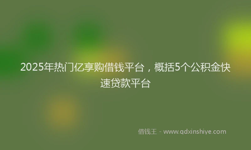 2025年热门亿享购借钱平台，概括5个公积金快速贷款平台