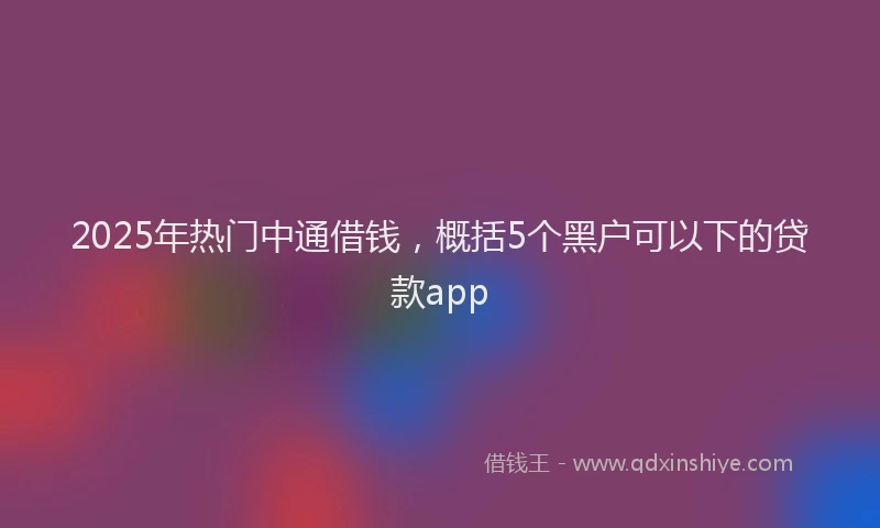 2025年热门中通借钱，概括5个黑户可以下的贷款app