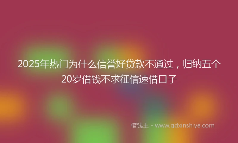 2025年热门为什么信誉好贷款不通过，归纳五个20岁借钱不求征信速借口子