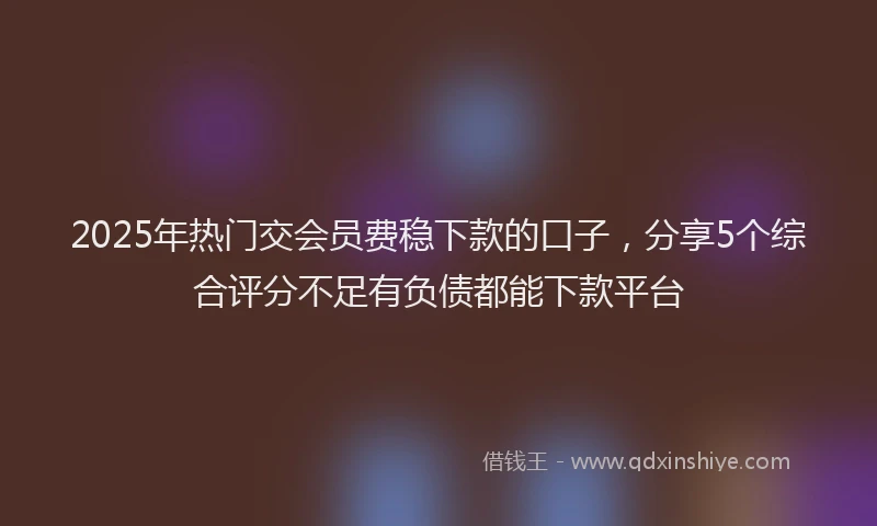 2025年热门交会员费稳下款的口子，分享5个综合评分不足有负债都能下款平台