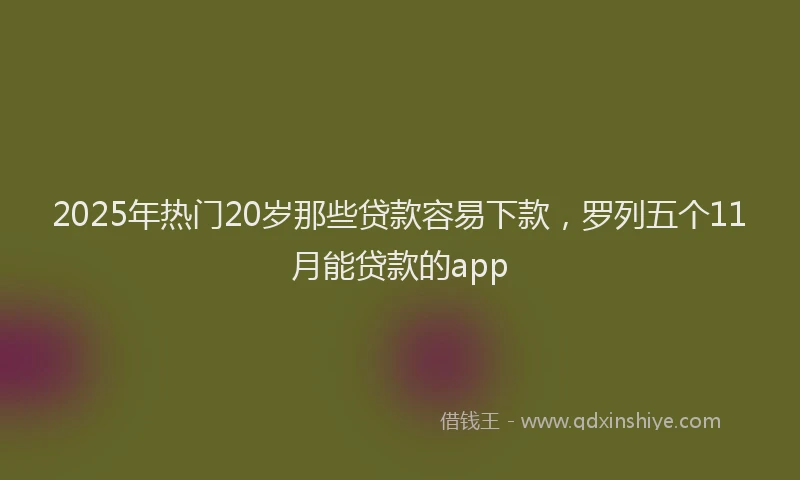 2025年热门20岁那些贷款容易下款，罗列五个11月能贷款的app