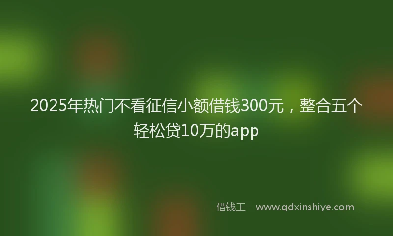 2025年热门不看征信小额借钱300元，整合五个轻松贷10万的app
