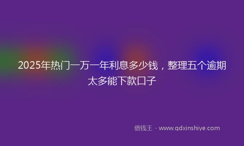 2025年热门一万一年利息多少钱，整理五个逾期太多能下款口子