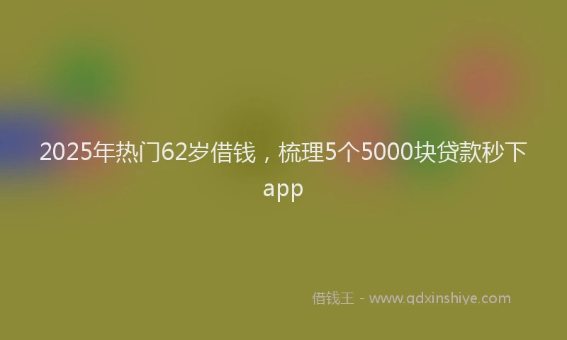 2025年热门62岁借钱，梳理5个5000块贷款秒下app
