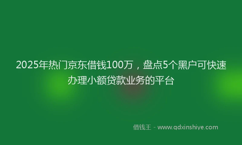 2025年热门京东借钱100万，盘点5个黑户可快速办理小额贷款业务的平台