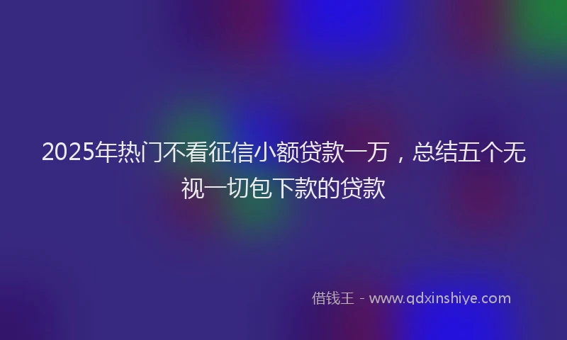 2025年热门不看征信小额贷款一万，总结五个无视一切包下款的贷款