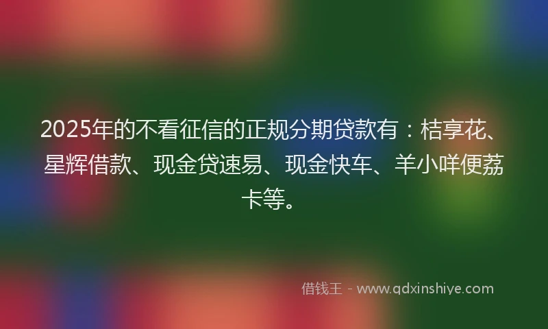 2025年的不看征信的正规分期贷款有：桔享花、星辉借款、现金贷速易、现金快车、羊小咩便荔卡等。