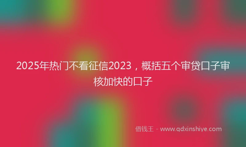 2025年热门不看征信2023，概括五个审贷口子审核加快的口子