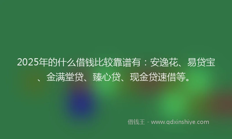 2025年的什么借钱比较靠谱有：安逸花、易贷宝、金满堂贷、臻心贷、现金贷速借等。