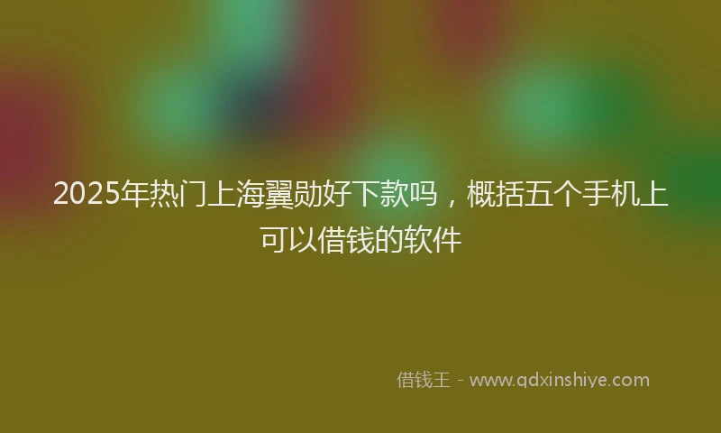 2025年热门上海翼勋好下款吗，概括五个手机上可以借钱的软件