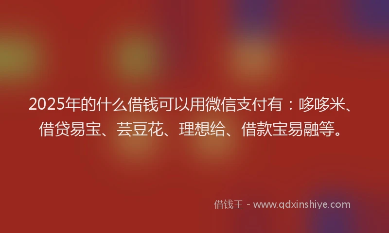 2025年的什么借钱可以用微信支付有：哆哆米、借贷易宝、芸豆花、理想给、借款宝易融等。