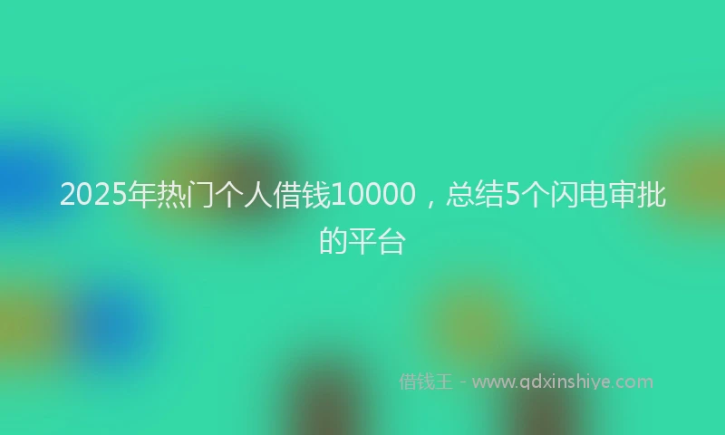 2025年热门个人借钱10000，总结5个闪电审批的平台