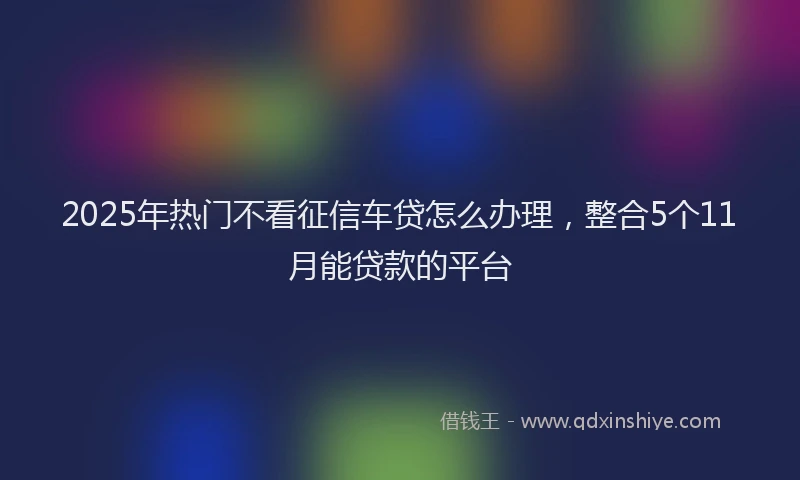 2025年热门不看征信车贷怎么办理，整合5个11月能贷款的平台