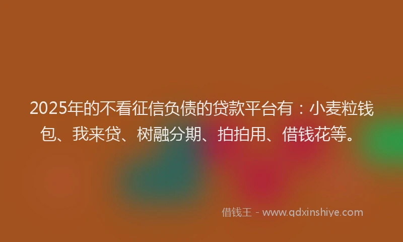 2025年的不看征信负债的贷款平台有：小麦粒钱包、我来贷、树融分期、拍拍用、借钱花等。