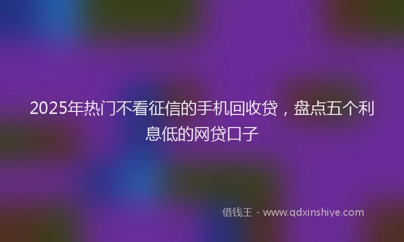 2025年热门不看征信的手机回收贷，盘点五个利息低的网贷口子