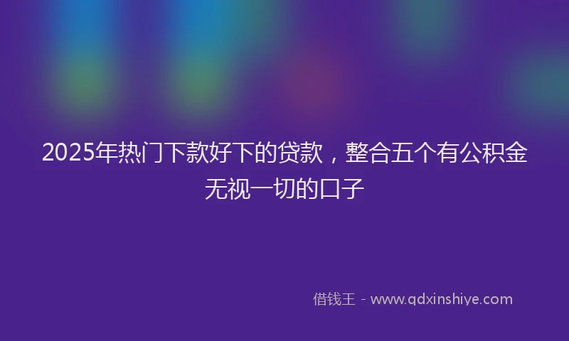 2025年热门下款好下的贷款，整合五个有公积金无视一切的口子