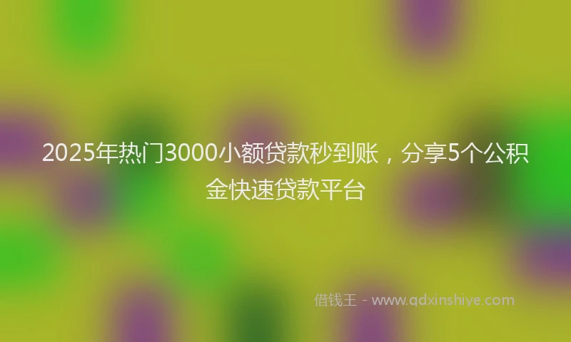 2025年热门3000小额贷款秒到账，分享5个公积金快速贷款平台
