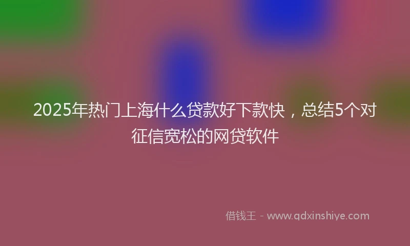 2025年热门上海什么贷款好下款快，总结5个对征信宽松的网贷软件