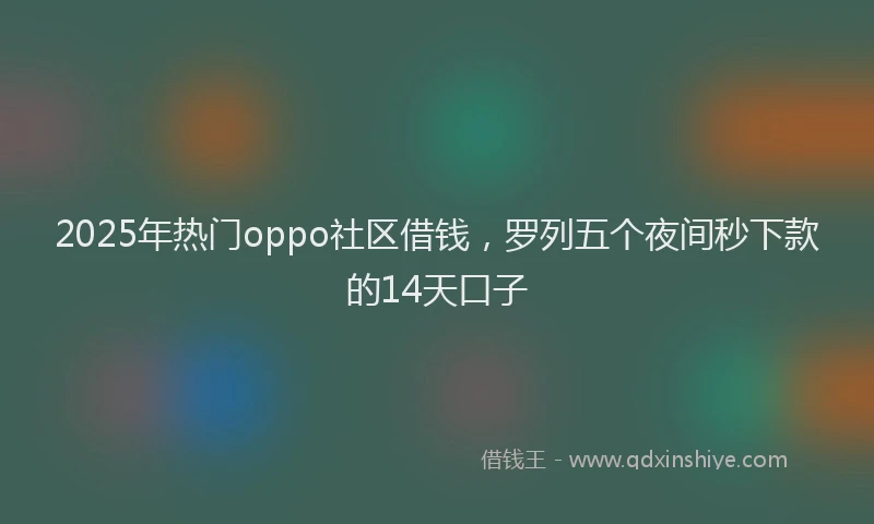 2025年热门oppo社区借钱，罗列五个夜间秒下款的14天口子