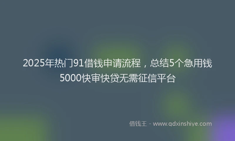2025年热门91借钱申请流程，总结5个急用钱5000快审快贷无需征信平台