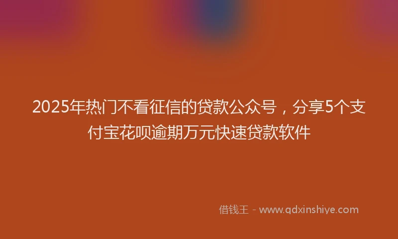 2025年热门不看征信的贷款公众号，分享5个支付宝花呗逾期万元快速贷款软件