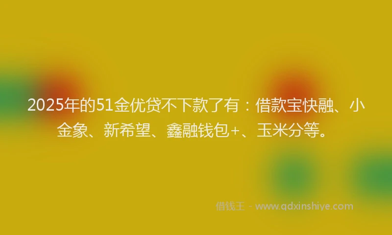 2025年的51金优贷不下款了有：借款宝快融、小金象、新希望、鑫融钱包+、玉米分等。