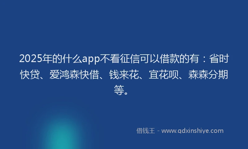 2025年的什么app不看征信可以借款的有：省时快贷、爱鸿森快借、钱来花、宜花呗、森森分期等。