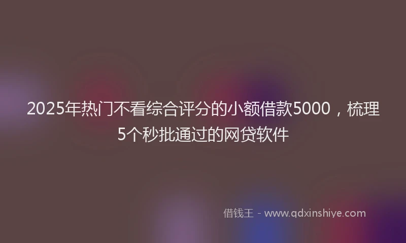 2025年热门不看综合评分的小额借款5000，梳理5个秒批通过的网贷软件