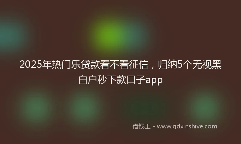 2025年热门乐贷款看不看征信，归纳5个无视黑白户秒下款口子app