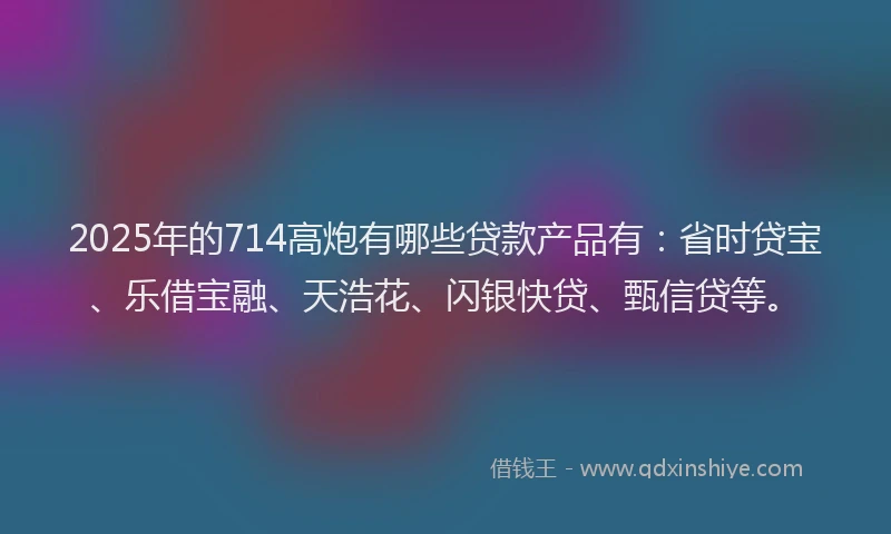 2025年的714高炮有哪些贷款产品有：省时贷宝、乐借宝融、天浩花、闪银快贷、甄信贷等。