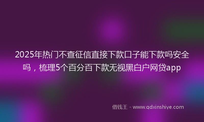 2025年热门不查征信直接下款口子能下款吗安全吗，梳理5个百分百下款无视黑白户网贷app