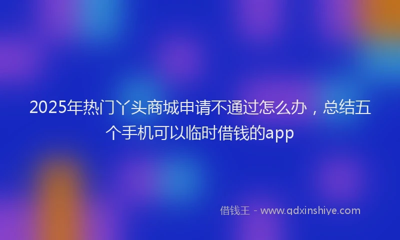 2025年热门丫头商城申请不通过怎么办，总结五个手机可以临时借钱的app