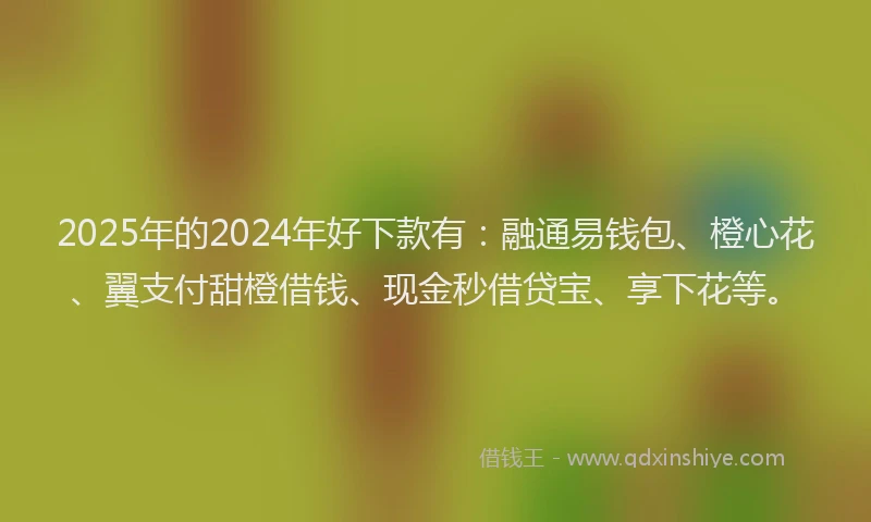 2025年的2024年好下款有：融通易钱包、橙心花、翼支付甜橙借钱、现金秒借贷宝、享下花等。