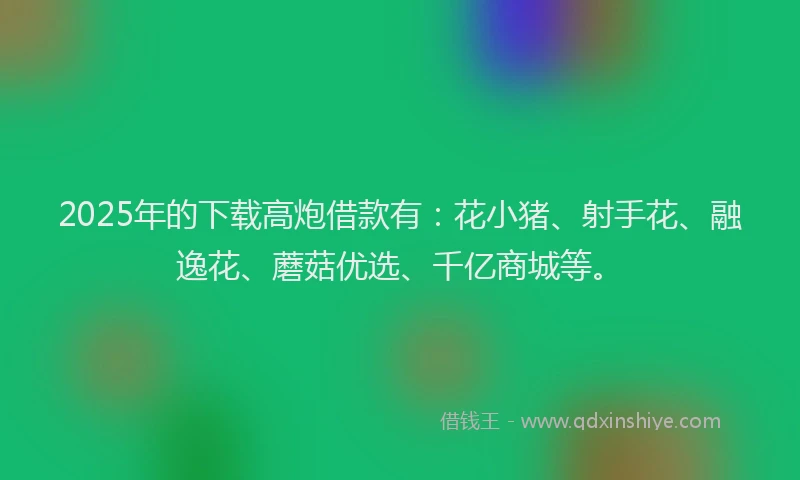 2025年的下载高炮借款有：花小猪、射手花、融逸花、蘑菇优选、千亿商城等。
