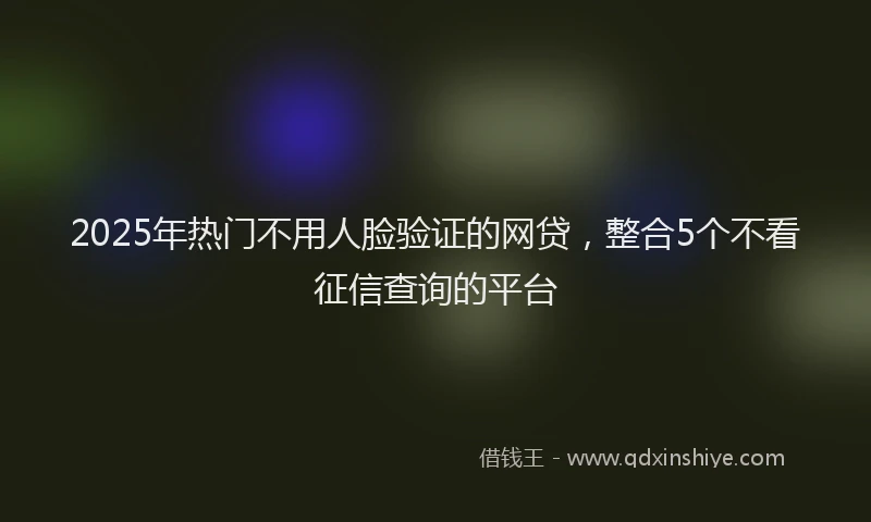 2025年热门不用人脸验证的网贷，整合5个不看征信查询的平台