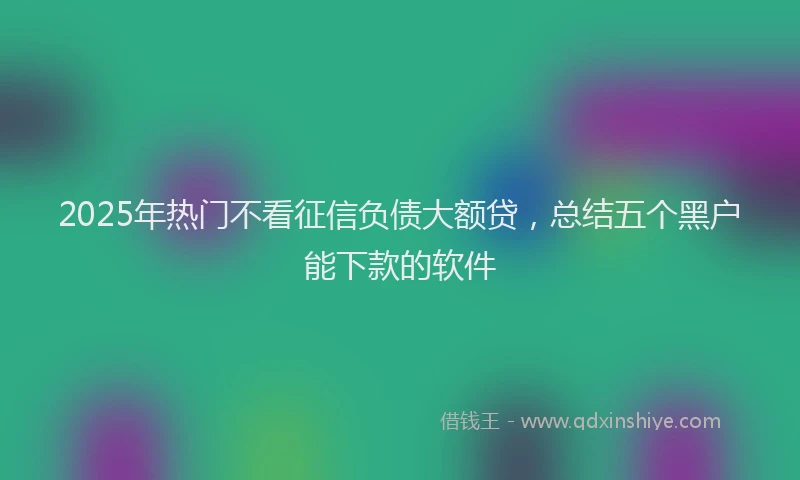 2025年热门不看征信负债大额贷，总结五个黑户能下款的软件