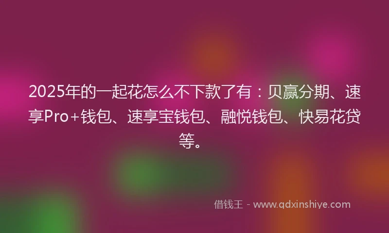 2025年的一起花怎么不下款了有：贝赢分期、速享Pro+钱包、速享宝钱包、融悦钱包、快易花贷等。