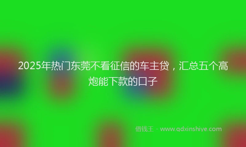 2025年热门东莞不看征信的车主贷，汇总五个高炮能下款的口子
