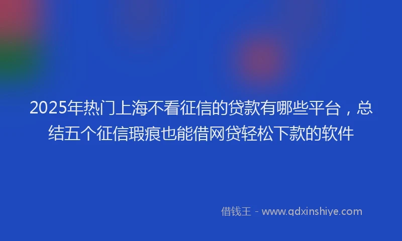 2025年热门上海不看征信的贷款有哪些平台，总结五个征信瑕疵也能借网贷轻松下款的软件