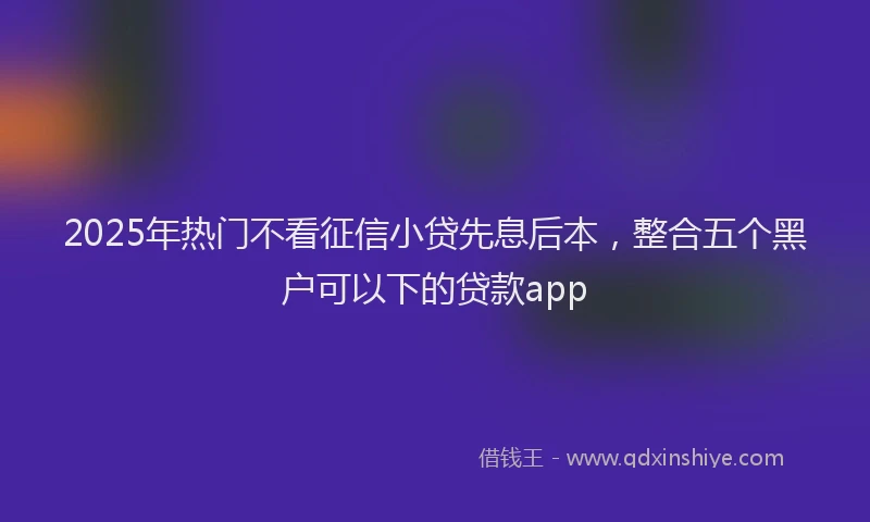 2025年热门不看征信小贷先息后本，整合五个黑户可以下的贷款app