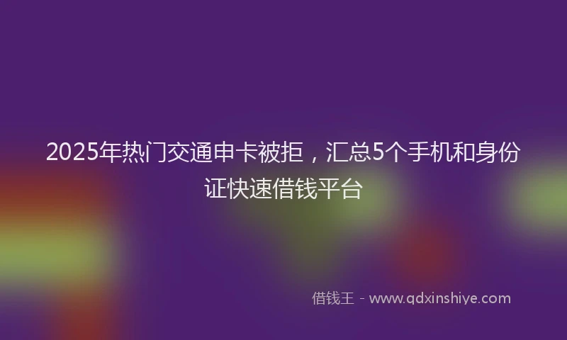 2025年热门交通申卡被拒，汇总5个手机和身份证快速借钱平台