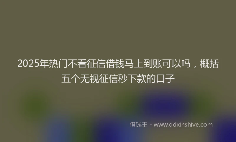 2025年热门不看征信借钱马上到账可以吗，概括五个无视征信秒下款的口子