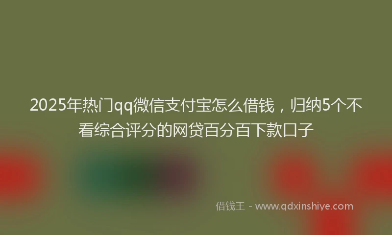 2025年热门qq微信支付宝怎么借钱，归纳5个不看综合评分的网贷百分百下款口子