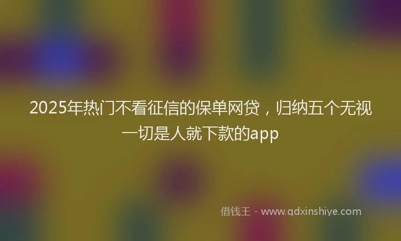 2025年热门不看征信的保单网贷，归纳五个无视一切是人就下款的app