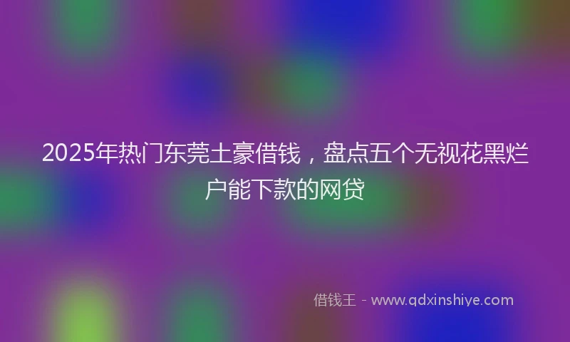 2025年热门东莞土豪借钱，盘点五个无视花黑烂户能下款的网贷