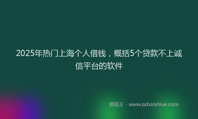 2025年热门上海个人借钱，概括5个贷款不上诚信平台的软件