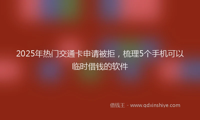 2025年热门交通卡申请被拒，梳理5个手机可以临时借钱的软件