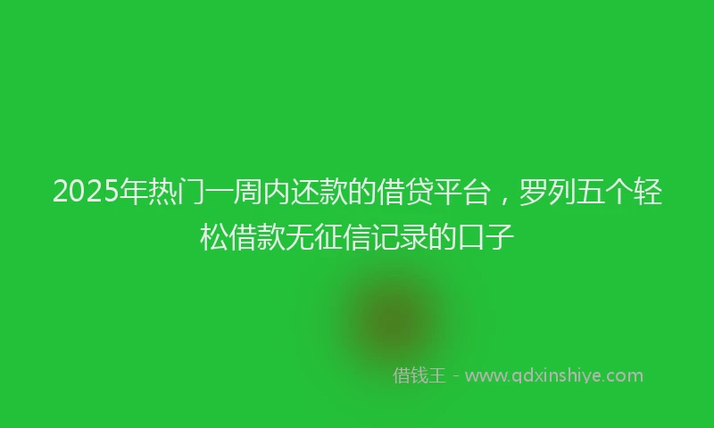 2025年热门一周内还款的借贷平台，罗列五个轻松借款无征信记录的口子